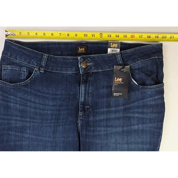 Lee Legendary Plus Size 20W Medium Womens 31" Inseam Bootcot Blue Logo Jeans NWT - Picture 3 of 13